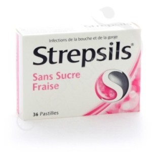 Strepsils Sans Sucre Fraise - 36 pastilles