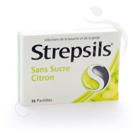 Strepsils Sans Sucre Citron - 36 pastilles