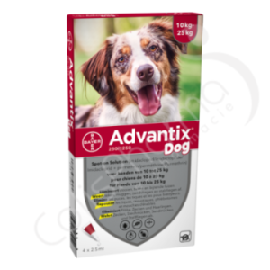 Advantix Dog 250/1250 Honder 10-25 kg - 4 pipetten van 2,5 ml