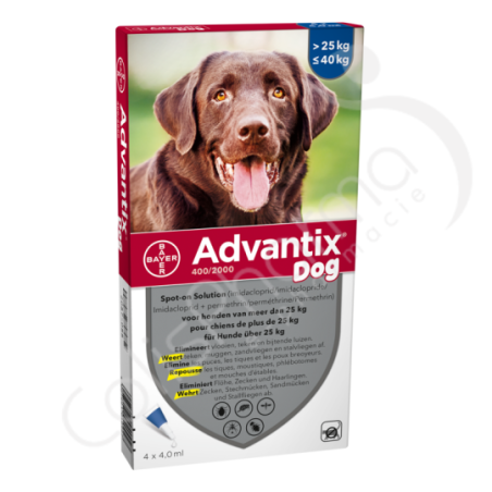 Advantix Dog 400/2000 Chiens de 25 à 40 kg - 4 pipettes de 4 ml