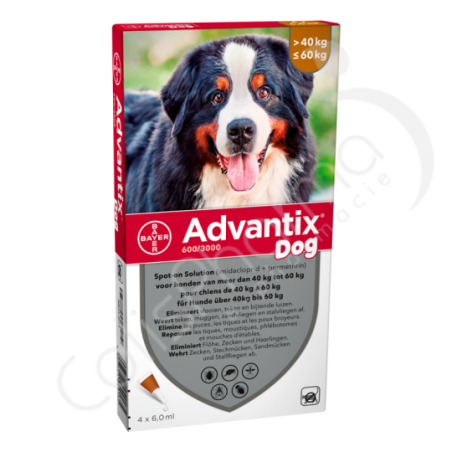 Advantix Dog 600/3000 Honder 40-60 kg - 4 pipetten van 6 ml