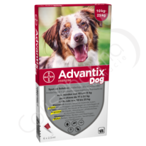 Advantix Dog 250/1250 Chiens de 10 à 25 kg - 6 pipettes de 2,5 ml