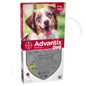 Advantix Dog 250/1250 Honder 10-25 kg - 6 pipetten van 2,5 ml