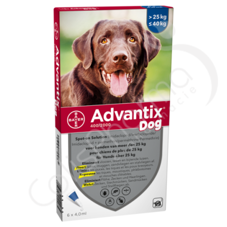 Advantix Dog 400/2000 Honder 25-40 kg - 6 pipetten van 4 ml