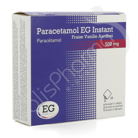 Paracetamol EG Instant Vanille-Aardbei 500 mg - 20 sachets
