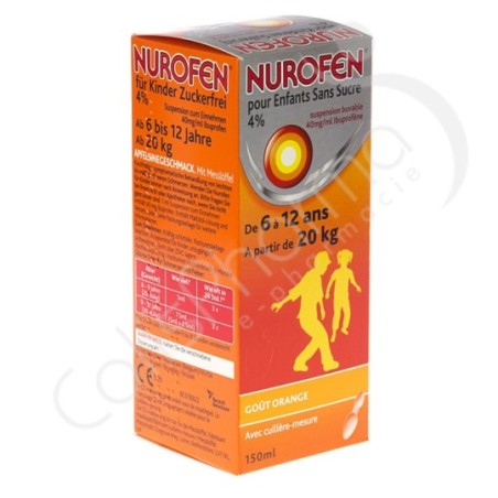 Nurofen Kinderen Aardbeiensmaak Zonder Suiker 4% - Siroop 150 ml