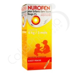 Nurofen Kinderen Aardbeiensmaak Zonder Suiker 2% - Siroop 200 ml