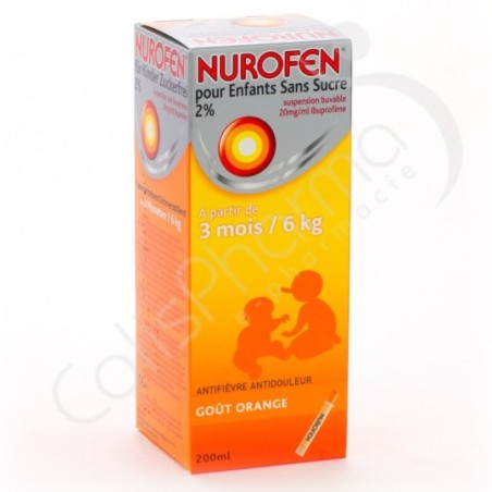 Nurofen Kinderen Sinaasappelsmaak Zonder Suiker 2% - Siroop 200 ml