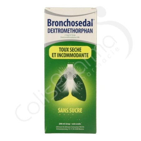 Bronchosedal Dextromethorphan Sans Sucre Toux Sèche 2 mg/ml - Sirop 200 ml