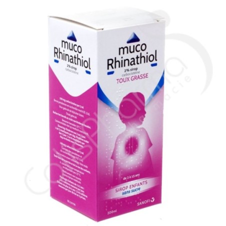 Muco Rhinathiol 2% Sans Sucre Toux Grasse - Sirop enfants 200 ml
