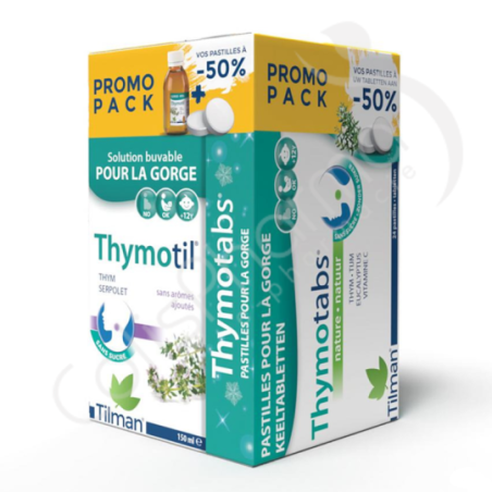 Thymotil Drinkbare oplossing - 150 ml + Thymotabs Nature - 24 zuigtabletten