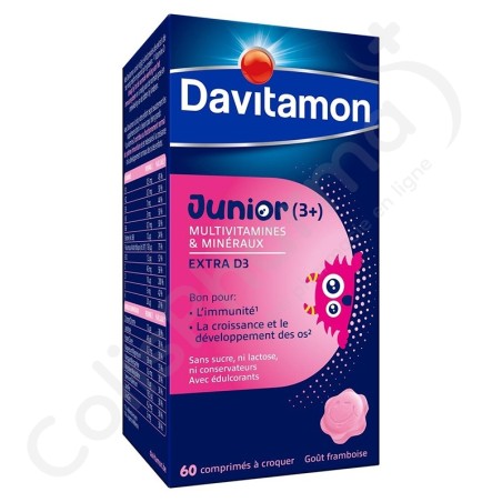 Davitamon Junior Multivitaminen Framboos - 60 tabletten