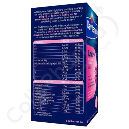 Davitamon Junior Multivitaminen Framboos - 60 tabletten