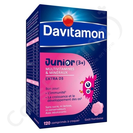 Davitamon Junior Multivitamines Framboise - 120 comprimés