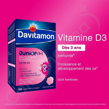 Davitamon Junior Multivitaminen Framboos - 120 tabletten