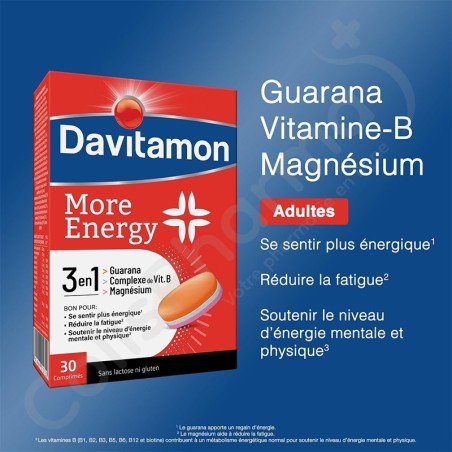 Davitamon More Energy 3 en 1 - 30 comprimés