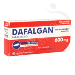 Dafalgan Voolwassenen 600 mg - 12 zetpillen