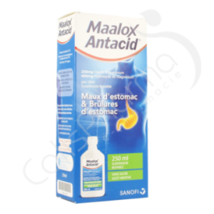 Maalox Antacid Muntsmaak Zonder Suiker 230 mg/400 mg - Suspensie voor oraal gebruik 250 ml