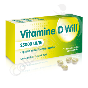 Vitamine D Will 25 000 UI - 4 zachte capsules