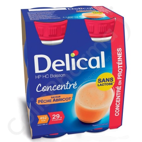 Delical Geconcentreerde Proteïnedrank HP/HC Lactosevrije Perzik Abrikoos - 4x200 ml