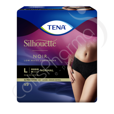 Tena Silhouette Normal Noir Large - 9 beschermende onderbroeken