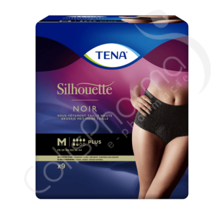 Tena Silhouette Plus Noir Medium - 9 beschermende onderbroeken