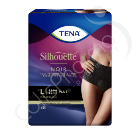 Tena Silhouette Plus Noir Large - 8 sous-vêtements protecteurs