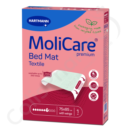 Molicare Bed Mat Textile 7 Druppels 75 x 85 cm avec rabats (75 x 185 cm)- 1 onderlegger