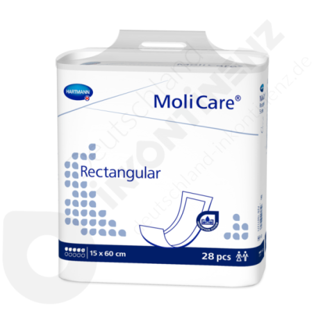 Molicare Rectangular 5 Druppels 15 x 60 cm - 28 doorlaatbare rechte inleggers