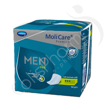 Molicare Men Pad 3 Gouttes - 14 protections anatomiques