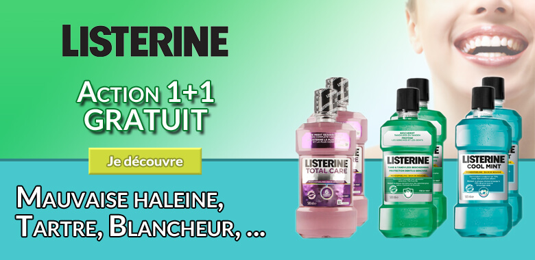 Toute la gamme listerine 1+1 gratuit